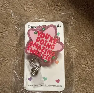 You’re Doing Amazing Sweetie, Pink Star Badge Reel, Nurse Gift, Student Gift, Nursing Student Gift, Badge Reels, Pink Glitter Lanyard