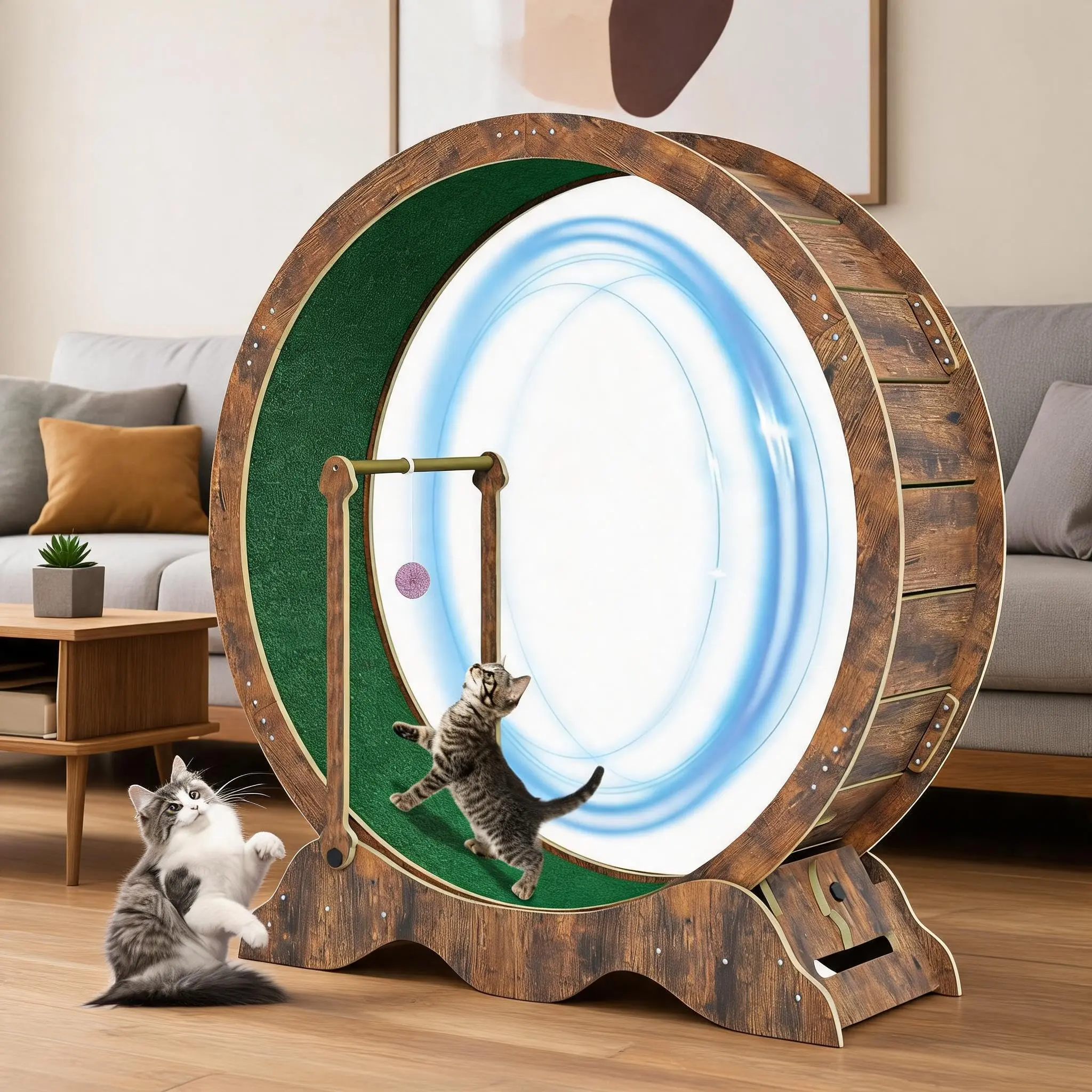 Garvee Large Silent Cat Exercise Wheel with Anti-Tip Design, Extra Wide 38 cm Running Surface, Tool-Free Assembly, Diameter Approximately 110-114 cm, Ensures Quiet Operation and Safe Use for Active Cats