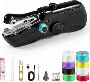 Portable Handheld Sewing Machine for Adults Mini Hand Held Stitching Machine for Beginners Small Electric Cordless for Hemming Quick Fabric Home Travel Clothes Pants DIY Denim