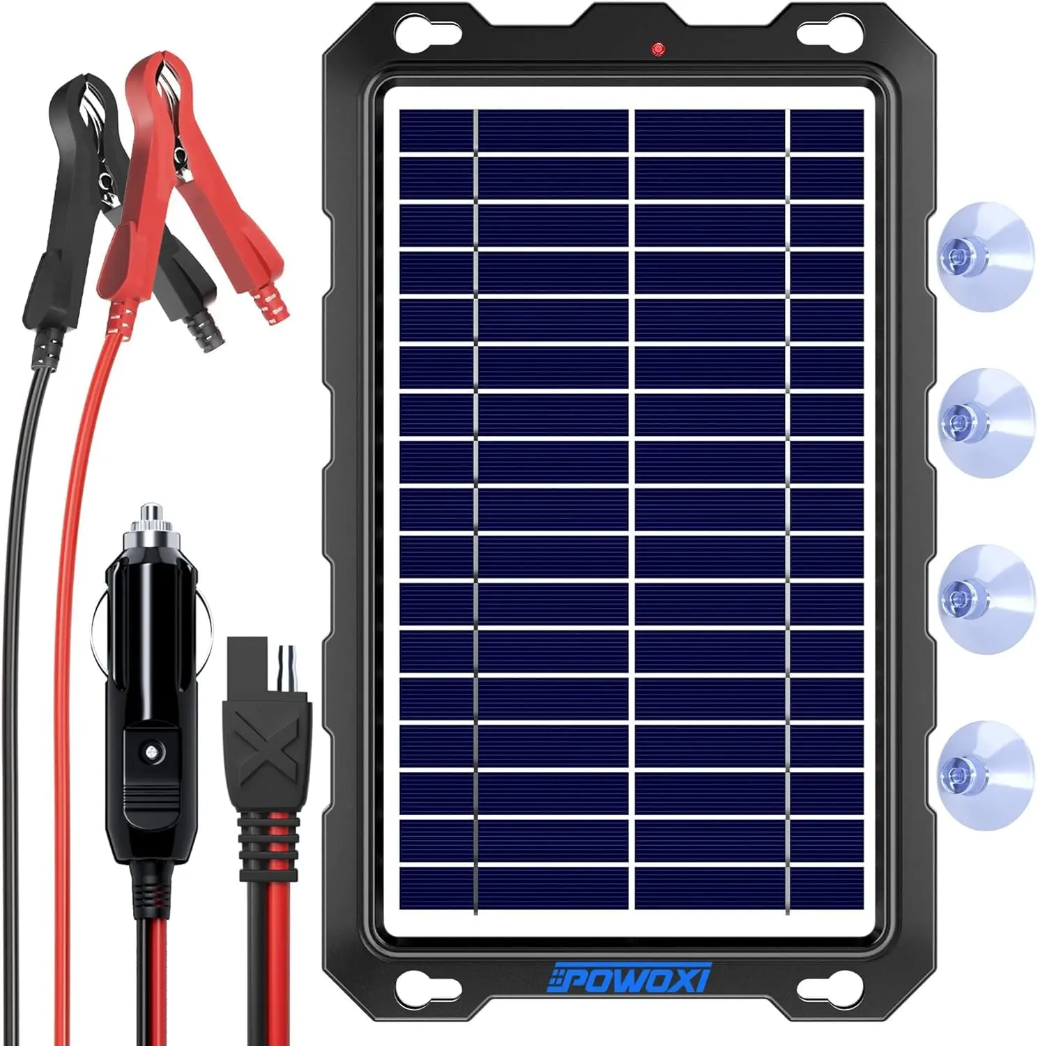 POWOXI Upgraded 7.5W Solar-Panel with Energy Trickle-Charger, Portable Waterproof for Car, Boat, Marine, RV, Trailer, Snowmobile, etc.