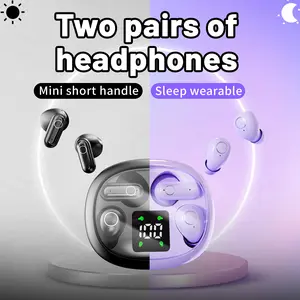 Wireless Bluetooth earbuds, ultra-small hidden earplugs, sleep and sports headset set (2 pairs), mini short stem design, supports ANC noise cancellation, suitable for work, sports, and sleep invisible headphone blocking touch operation