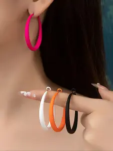 Women's Colorful Round Hoop Earrings, Fashionable Hoop Earrings, Statement Earrings, Casual Fashion Jewelry for Daily Wear, Stylish Accessory for All Occasions