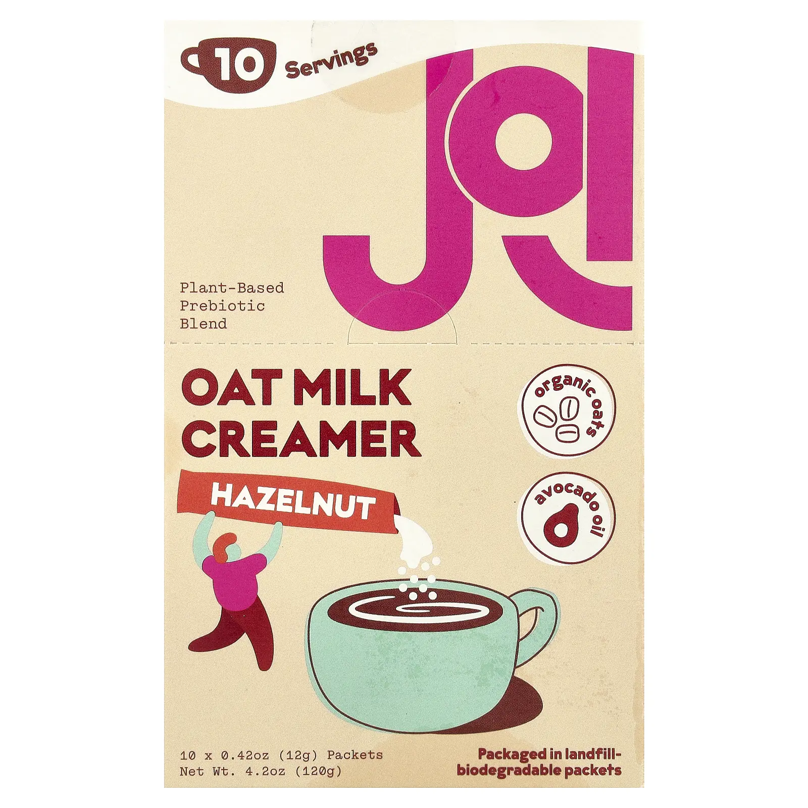 JOI Oat Milk Creamer, Hazelnut, 10 Packets, 0.42 oz (12 g) Each