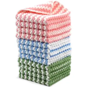 Microfiber Kitchen Dish Towels 10 Pack - Ultra Absorbent, Quick Dry, Non-Oily Cleaning Cloths for Washing Dishes & Household Cleaning