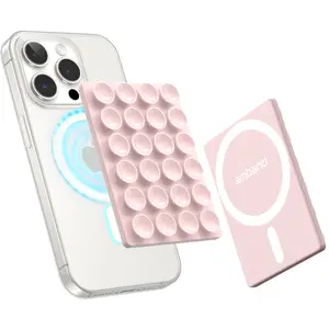 amBand Magnetic Suction Phone Mount for MagSafe Case, Silicone Cup Sticky Grip Holder for iPhone, Removable Hands-Free Selfie/Video for TikTok Influencers/Creators Women Girl Teen Gift