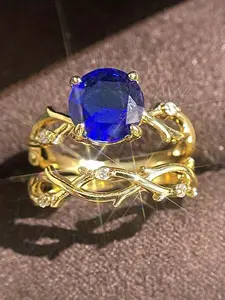 Vintage Metal Handcrafted Woven Ring Set, Elegant Gem Circle Engagement Rings, Unique Jewelry for Special Occasions