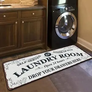 Laundry Room Letter Pattern Floor Mat, Non-slip Kitchen Mat, Waterproof Kitchen Laundry Hallway Carpet, Home Decor
