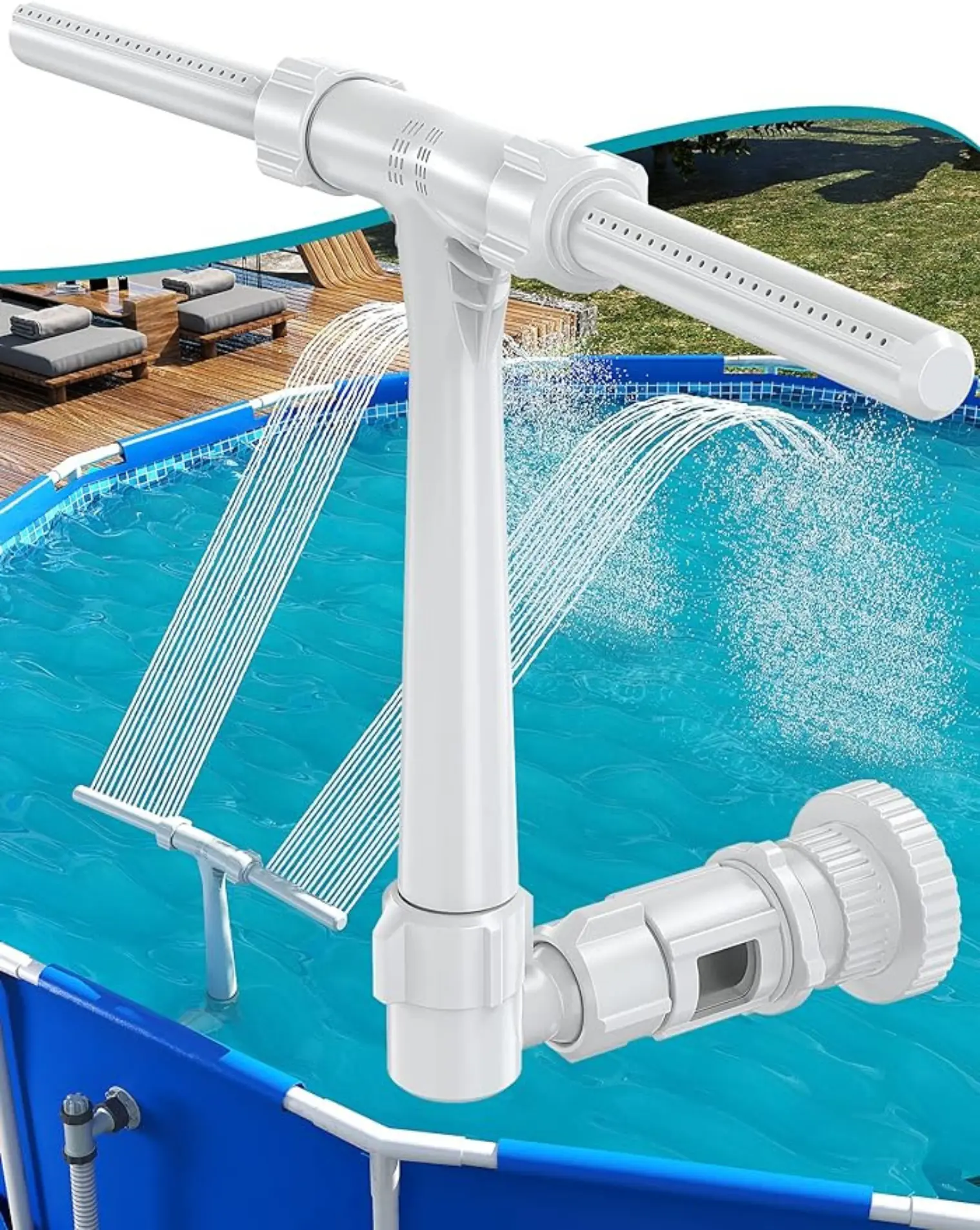 Adjustable Dual Spray Waterfall Sprinkler Cooler for Pool, Swimming Pool Spa Water Fountain, High-Pressure Pool Spray Fountain