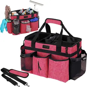 New Arrival Large Red Wearable Cleaning Bag Cleaning Supplies Tote Bag with Adjustable Shoulder Strap and Waist Belt Storage Bag Household Cleaning
