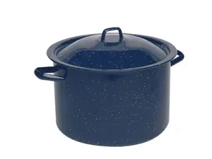 Aluminum Blue Speckled Enamel Stock Pot 6 Quart, Easy-to-Handle Stockpot Cookware Kitchen