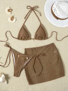 New European and American style sexy and charming bikini set, women's sunscreen quick-dry vacation swimsuit