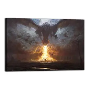 Fire Dragon Artistic Wall Decor, Waterproof Canvas Poster, Cute And Vibrant Poster for Bathroom, Living Room, Bedroom, Dorm, A Perfect Gift Idea for Home