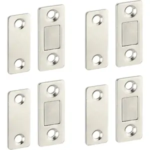 Cabinet Magnetic Catch 5 Pack, Secure Latch Closure, Ultra Thin Stainless Steel Door Catch Latch for Drawer Magnets Adhesive Cabinet Magnetic Closures for Kitchen Closet Door Closing Magnetic Door Catch Closer,Brushed . 5pcs or 50pcs