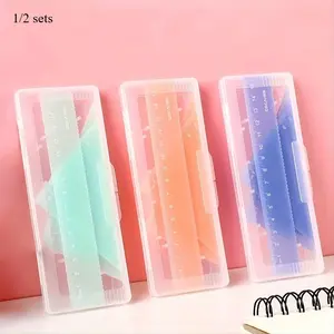 Compass, triangle ruler set, cute transparent jelly colored triangle ruler set, exam specific ruler box set, ruler for school