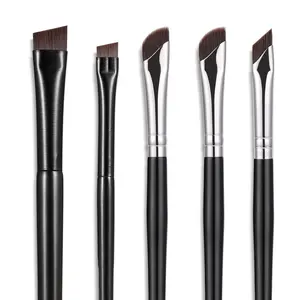 5-Piece Synthetic Makeup Brush Set - Precision Eyeliner Application Kit with Angled, Ultra-Thin Slanted Flat Brushes, Lightweight Pack for Precise Lines and Water-Clean Blush Application, Synthetic Makeup Brushes