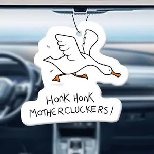 Cartoon Goose Design Car Air Freshener, Car Rear-view Mirror Hanging Aromatherapy Tablet Decoration, Car Interior Diffusers, Creative Car Interior Decoration Accessories