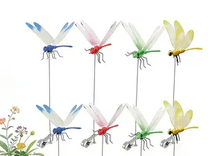 8pcs Dragonfly Hat Clip Realistic Fake Dragonflies Clip-On Garden Outdoor Decor Stakes Plastic, dragonfly clips to keep bugs away ,Clips Plant Decorations for Pot