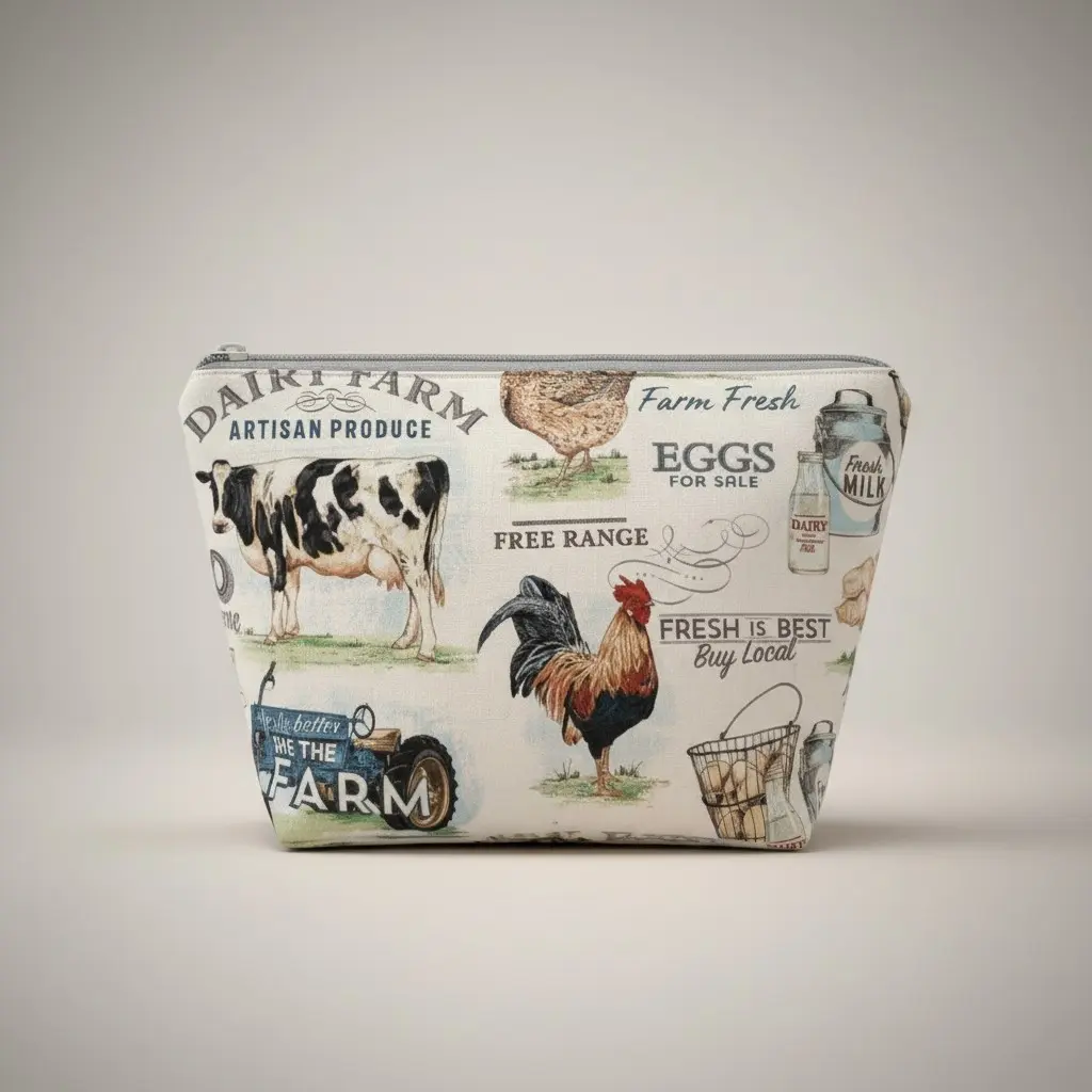 Farm Fresh Project Bag | Knitting & Crochet Zipper Pouch | Yarn Organizer
