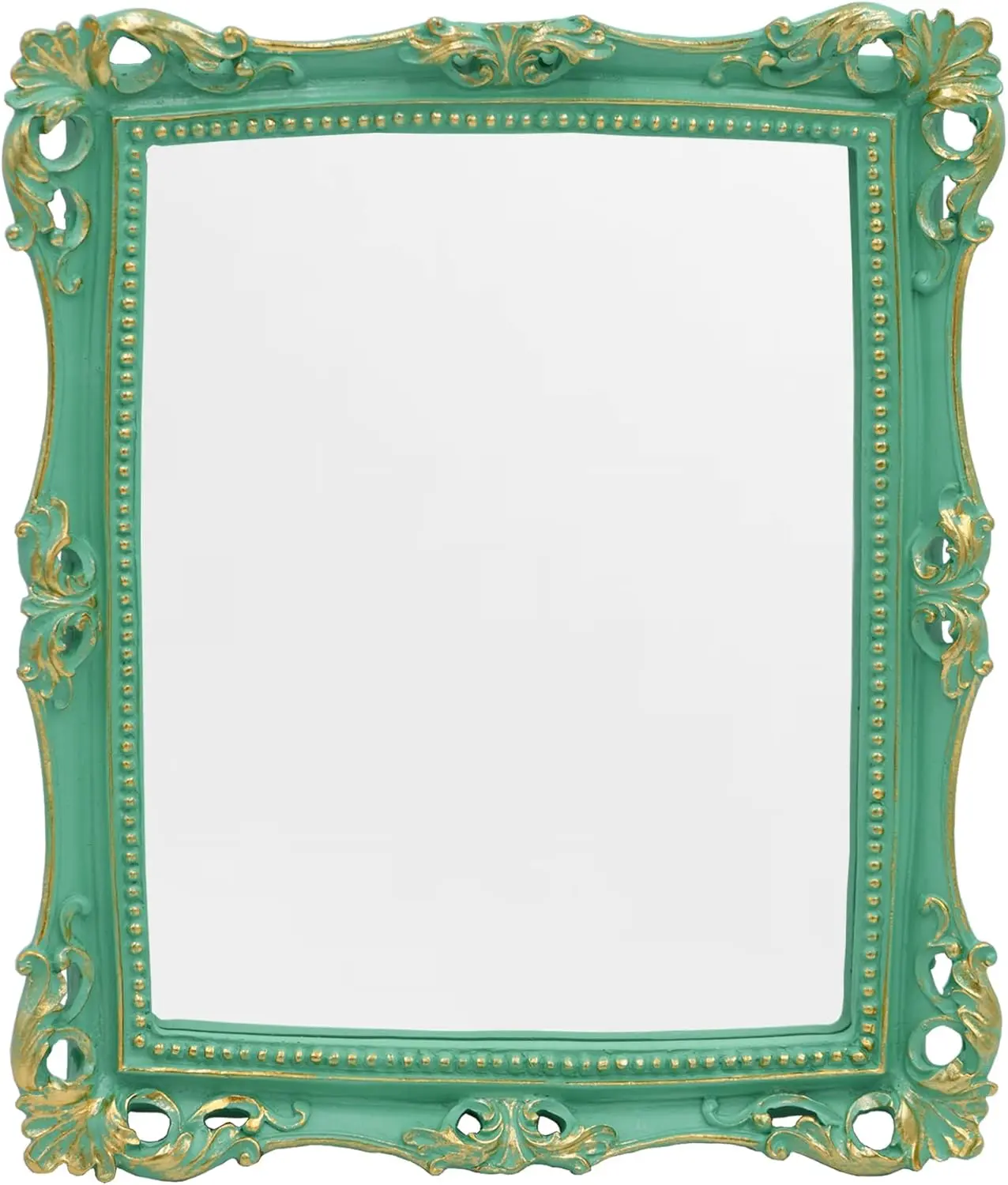 11 x 9.5 inch Decorative Mirror, Wall Mounted & Tabletop Makeup Mirror Square (Light Green)