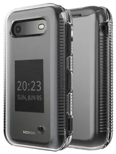 Clear Case for Nokia 2780 2760 Flip Phone, Nakedcellphone Transparent Hard Shell Slim Cover (Screen Protection, Textured Grip)