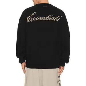Fear of God ESSENTIALS Waffle Crewneck Sweater in Vintage Black Fear of God ESSENTIALS Waffle Crewneck Sweater in Vintage Black