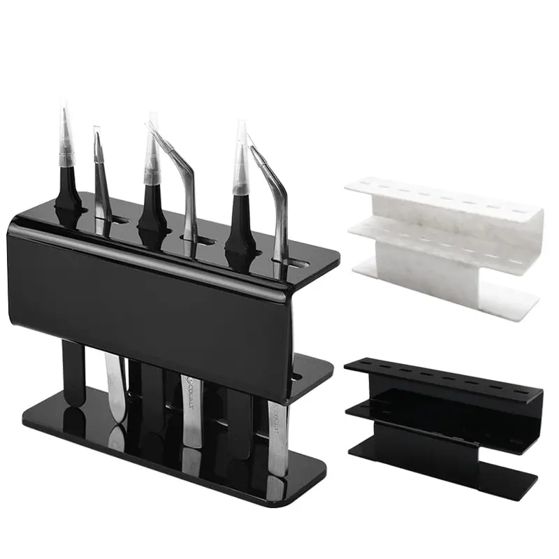 Acrylic Eyelash Tweezers Holder - Stylish Organizer with Six Holes for Tweezers, Classic Design, Eco-Friendly, Rectangular Shape Tool