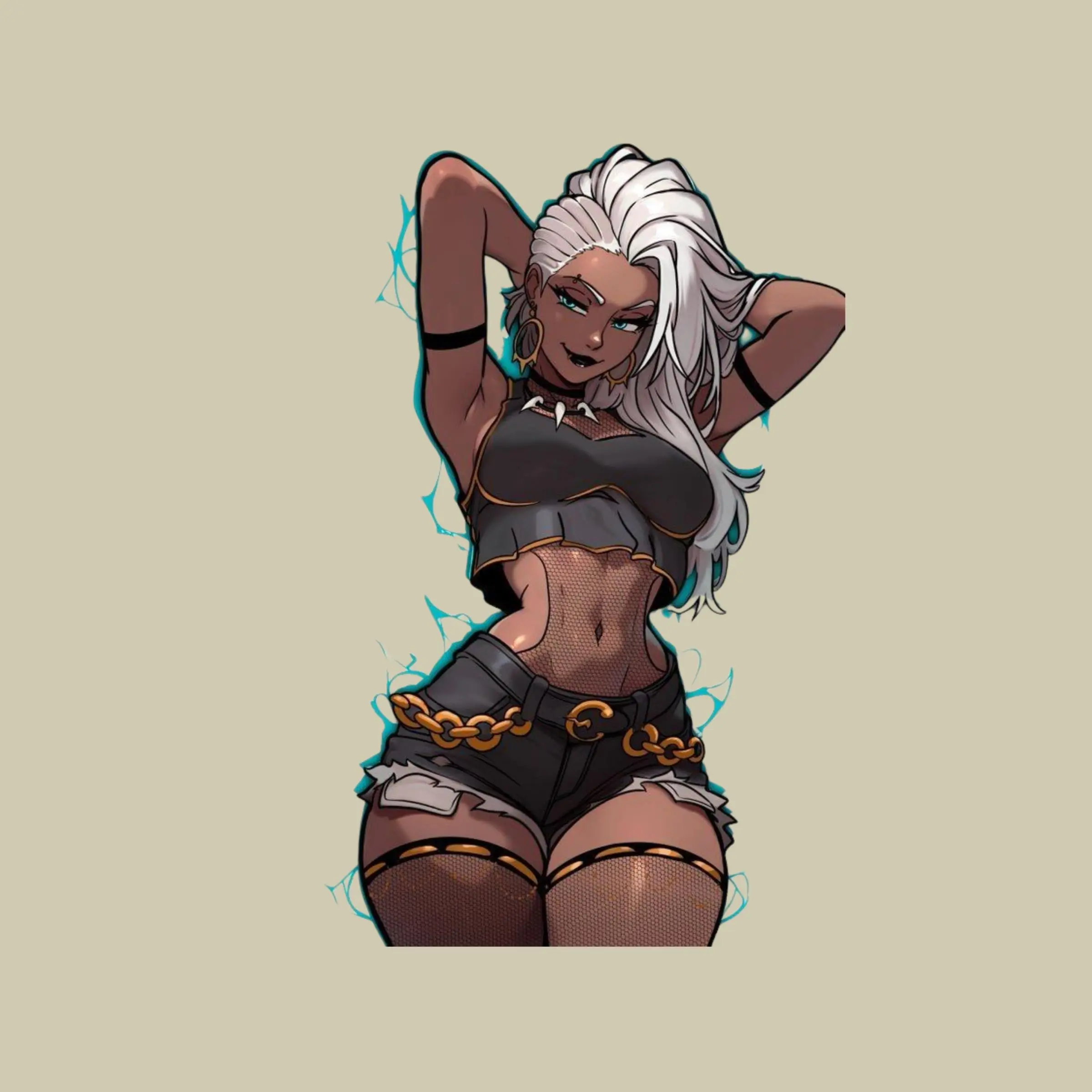 Dark Punk Girl Sticker, White Hair Baddie, Black Outfit, Bold Attitude Aesthetic for Laptop & Water Bottle