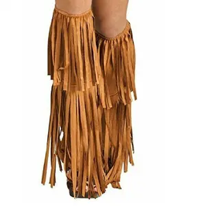 Brown Hippie Fringe Boot Covers - Festival - Pop Star - Costume Accessories