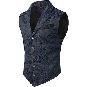 Men’s formal waistcoats/vests: paisley floral Victorian, gothic steampunk, tuxedo styles, featuring notched lapels