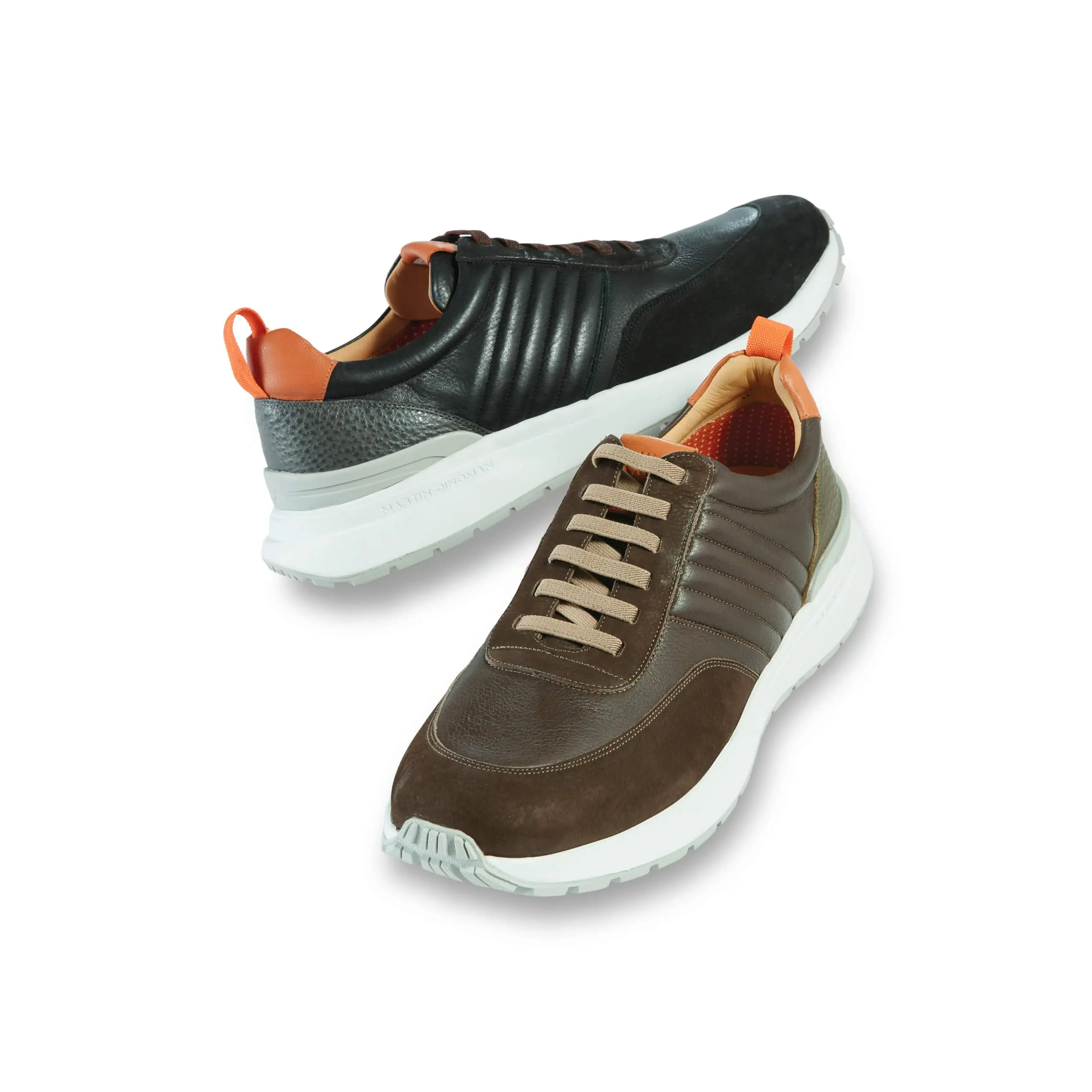 Martin Dingman Dawson Men's Casual Leather Trainers - Tumbled Glove, Rubber Sole, Round Toe, Solid Color