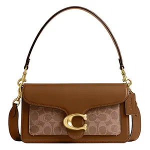 COACH Tabby 26 Leather Handbag with Signature Hardware and Magnetic Closure for Women, Crossbody/Shoulder Style, Tan Brown