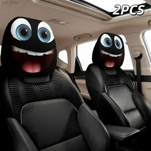 2-Pack Car Headrest Covers Cartoon Design - Universal Fit Seat Pillow Protector, Easy Installation, Relieve Driving Fatigue, Fun Personalized Car Interior Accessories, Daily Car Use, Long Drives, SUV Truck Sedan, Comfort Upgrade Car Seat Accessory