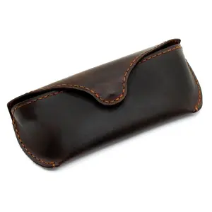 MyMesken Genuine Leather Glasses Case- Eyeglasses & Sunglasses Case with Magnetic Snap Closure, Protective Case for Eyewear