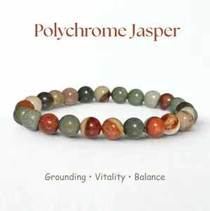 Polychrome Jasper Natural Crystal Bead Bracelet Fashionable And Elegant Unisex Suitable For Various Occasions Crystal Bracelet Jewelry Grounding Vitality Balance - Anklets