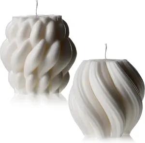2 count Knot Ball and Swirl Pillar Candles Large  Scented Soy Wax Bubble Aesthetic Candle for Housewarming  Room Shelf Decor
