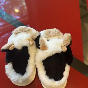 Shoes Bedroom Home Cartoon Cow Cotton Shoes Winter Indoor Outdoor Slippers For Boys Big Boys House Slippers