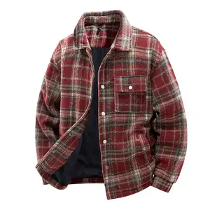 Spring and Autumn Retro Fragrance Style Flip Collar Jacket Men's and Women's Trendy Brand Loose and Versatile Casual Couple Coat American Retro Checkered Shirt Cotton Jacket Men's Autumn and Winter Trendy Brand Loose