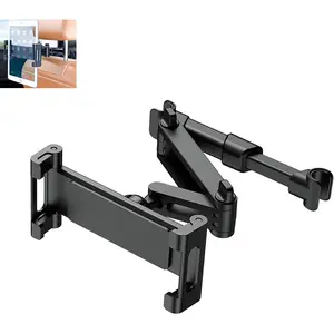 360° Rotating Tablet Holder for Car, 1 Pack iPad Headrest Mount for 5.3-12.9" iPads/Phones, Upgraded Car Tablet Holder for Road Trips (Black) Car Accessory