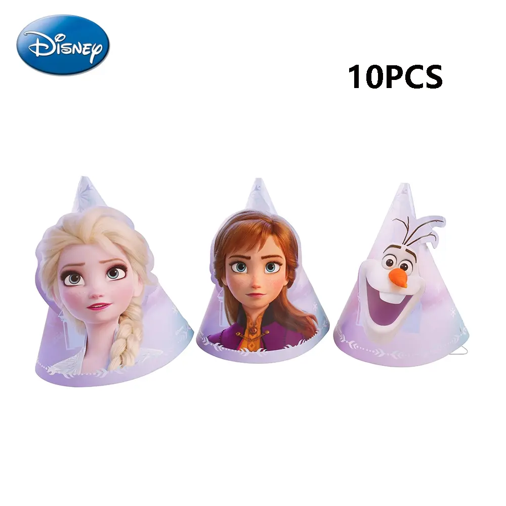 Disney Official License Frozen Theme Princess Elsa Birthday Hat, 10pcs Party Favor, Party Decorations, Outdoor Picnic Supplies, Kids' Birthday Gifts, Party Props, Party Photo Prop