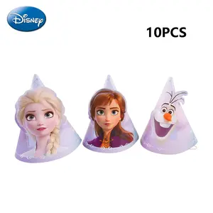 Disney Official License Frozen Theme Princess Elsa Birthday Hat, 10pcs Party Favor, Party Decorations, Outdoor Picnic Supplies, Kids' Birthday Gifts
