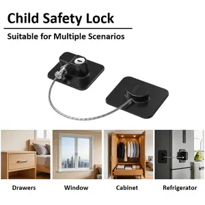2-Pack / 4-Pack ABS Plastic Refrigerator Lock with Keys, Kid Proof Adhesive Cabinet Locks for Kitchen, Freezer, Air Fryer, Drawers, Windows – Easy Installation, No Drill, Strong Non-Marking Adhesive