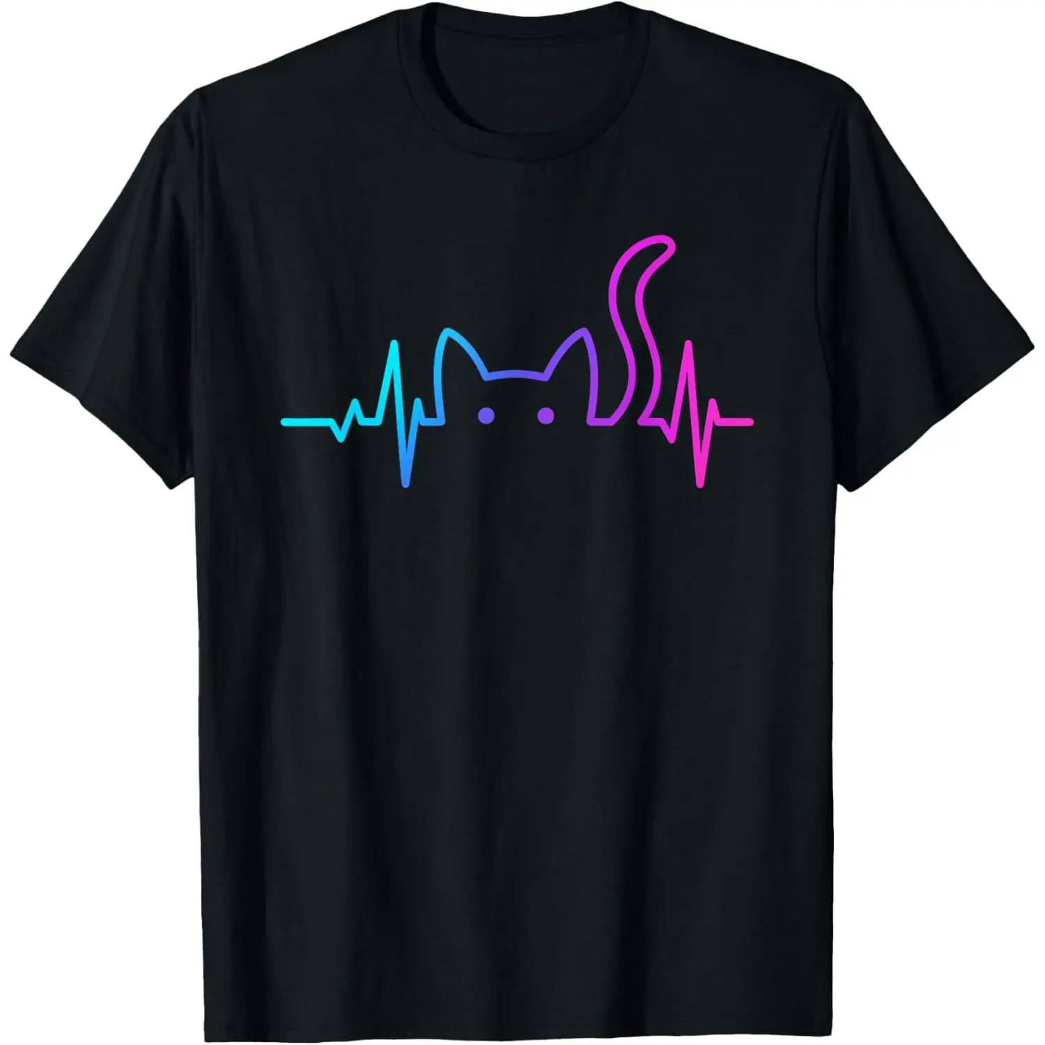 Heartbeat cat Lover Animal Silhouette Cute T-Shirt