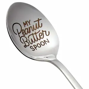 Engraved Stainless Steel Peanut Butter Spoon, Kitchenware, Tea Scoop, Durable & Stylish Design, Perfect Gift for Friends & Family, Ideal for Coffee or Desserts