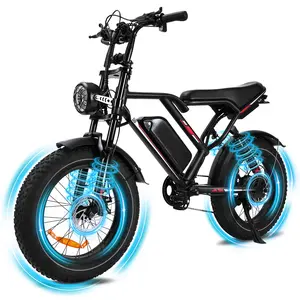 Electric E-bike 1000W Motor 48V 17.5Ah Battery 20-Inch Fat Tires Full Suspension 50 KMH Top Speed 7-Speed Shimano Gear System UL2849 Certified Front & Rear Drive Disc Brakes