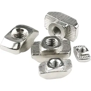 50 Pcs 3030 Series M6 T Nuts, T Slot Nut Hammer Head Fastener Nut, Nickel Plated Carbon Steel Nut for European Aluminum Profile,Drop in T Slot Nuts Assortment Kit(30-M6)