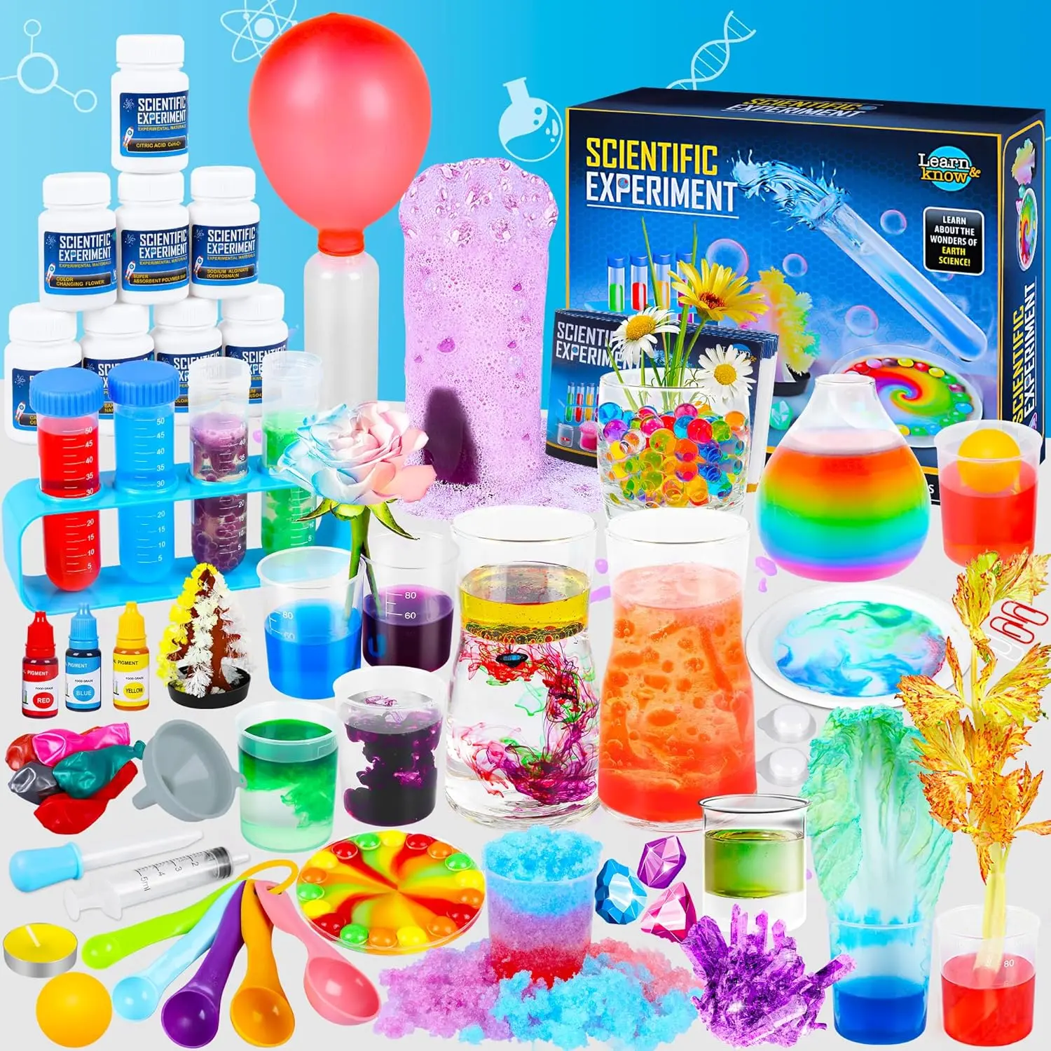 Kids' STEM Educational Science Experiment Kit - 80 Hands-On Labs, Reusable Scientific Tools, Scientist Costume Role Play, 2x Gloves, 1x Goggles, Christmas/Birthday Gifts for Ages 6+ Boys Girls
