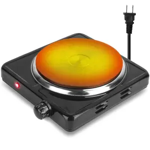 Fresh Fab Finds FFF-1500WBlack-GPCT3900 Portable 1500W Electric Single Burner Hot Plate Stove - Non Slip Feet, 5 Temp Adjustments