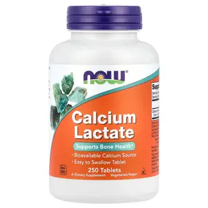 NOW Foods Calcium Lactate, 250 Tablets (85 mg per Tablet)