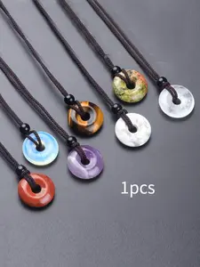 Smooth Round Donut Pendant, Perfect For Any Outfit, Round Circle Pendant#NaturalStonePendant #OpalPendant #UnakiteJewelry #PingAnKou #HealingCrystals #DonutNecklace
