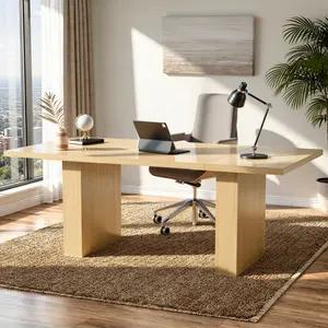 【Shipped in two separate packages】Miereirl 78 Inch Rectangular Dining Table for 6-8 People, Large Modern Farmhouse Kitchen Table with Grooved Wood-Strip Base, Perfect for Dining Room or Family Gathering, Walnut